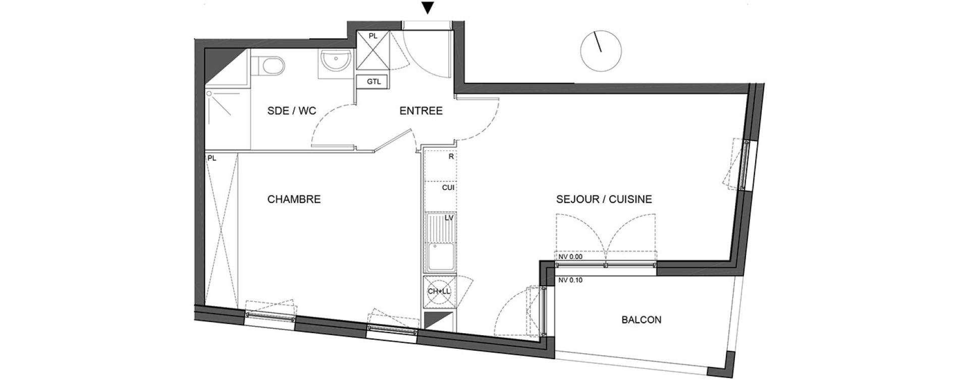 Appartement T2 de 45,40 m2 &agrave; B&eacute;nouville Centre