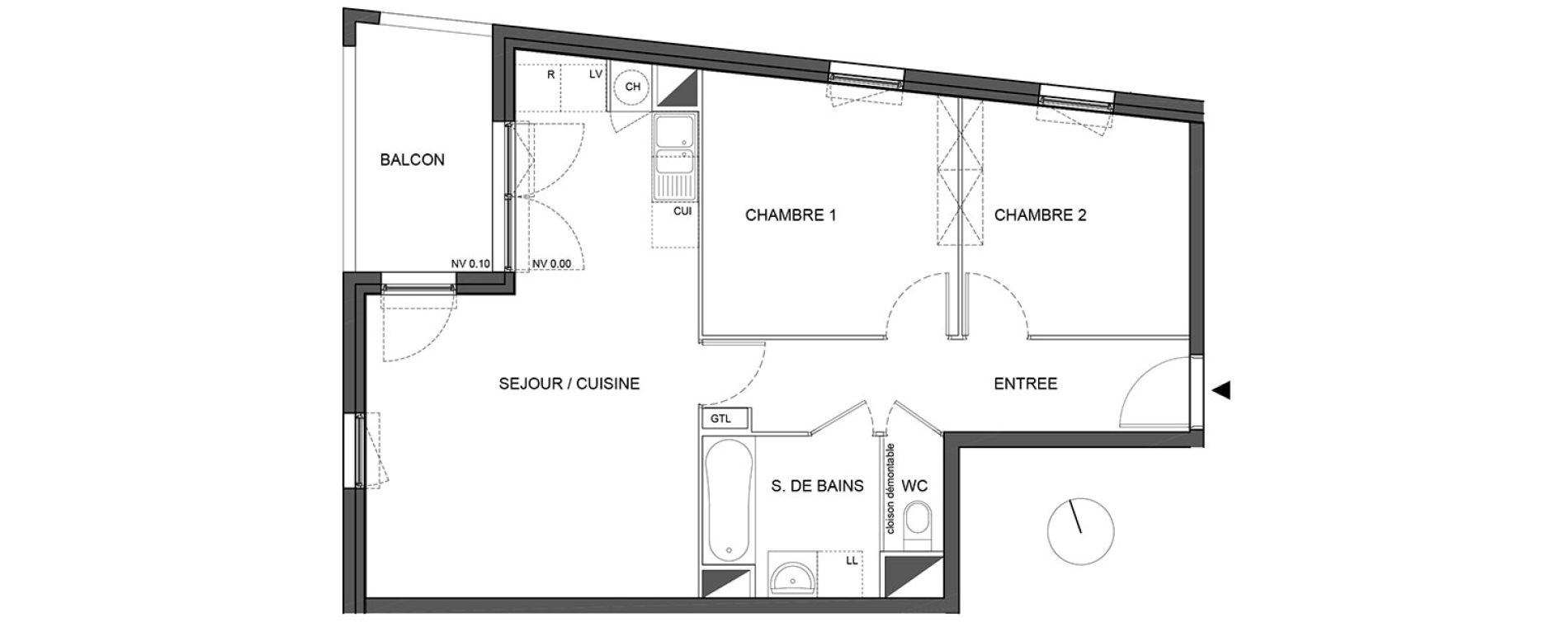 Appartement T3 de 58,80 m2 &agrave; B&eacute;nouville Centre