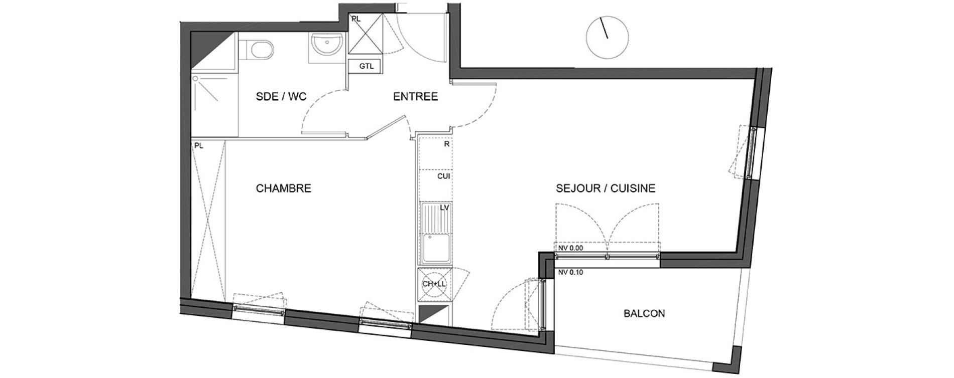 Appartement T2 de 45,40 m2 à Bénouville Centre