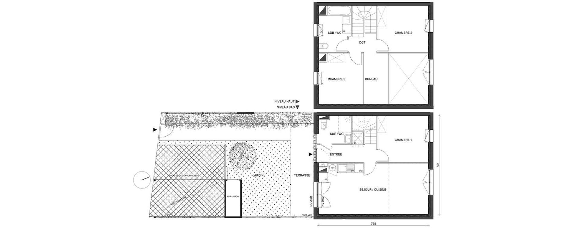 Villa T4 de 86,60 m2 &agrave; B&eacute;nouville Centre