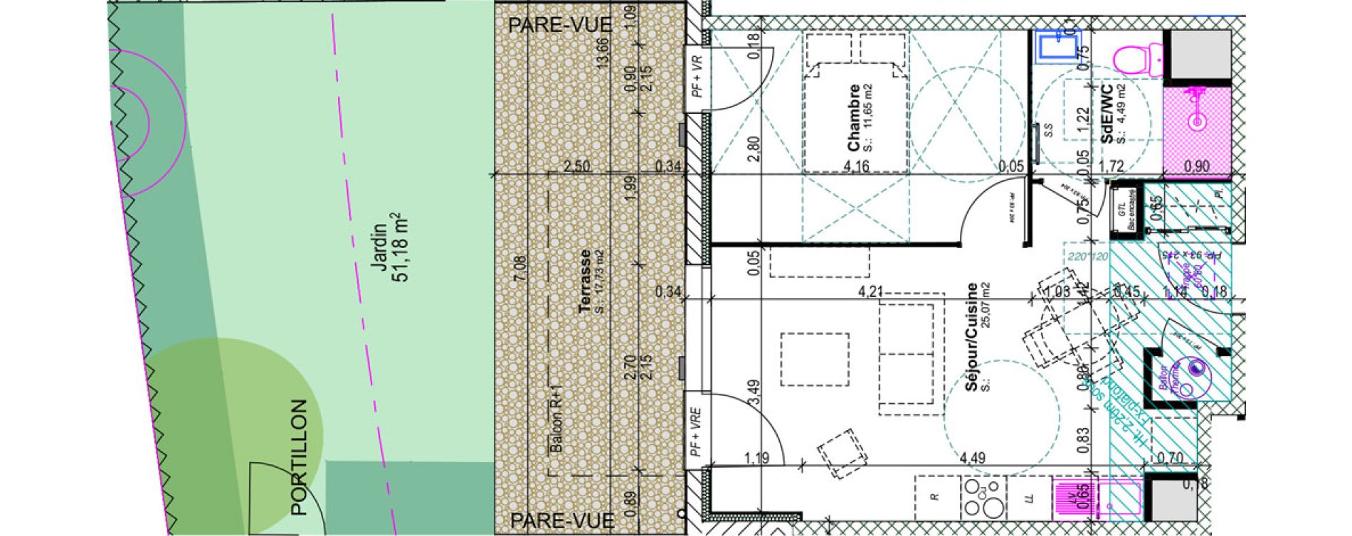 Appartement T2 de 41,21 m2 &agrave; Blainville-Sur-Orne Centre