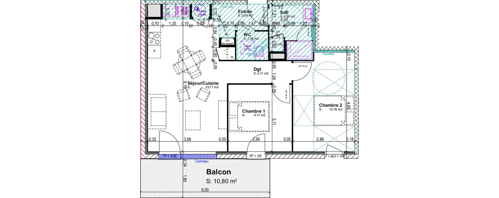 Appartement T3 de 58,80 m2 &agrave; Blainville-Sur-Orne Centre