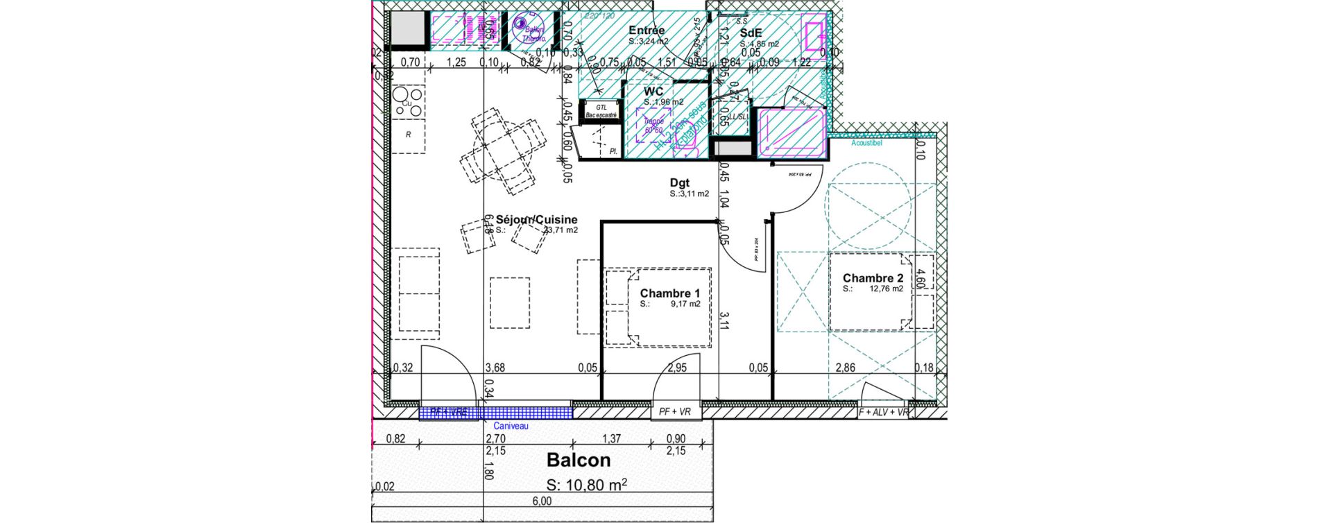 Appartement T3 de 58,80 m2 &agrave; Blainville-Sur-Orne Centre