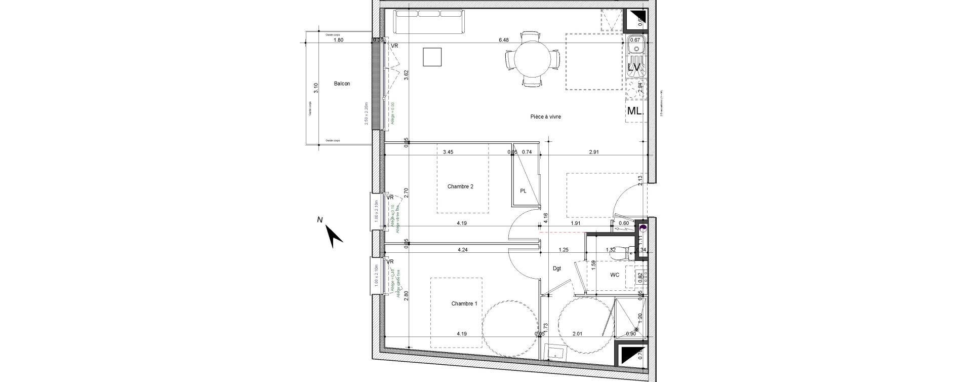 Appartement T3 de 65,14 m2 &agrave; Blainville-Sur-Orne Terres d'avenir