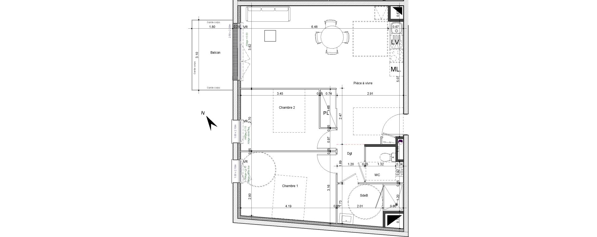 Appartement T3 de 65,14 m2 &agrave; Blainville-Sur-Orne Terres d'avenir