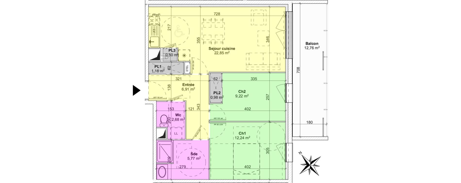 Appartement T3 de 62,31 m2 &agrave; Blainville-Sur-Orne Centre