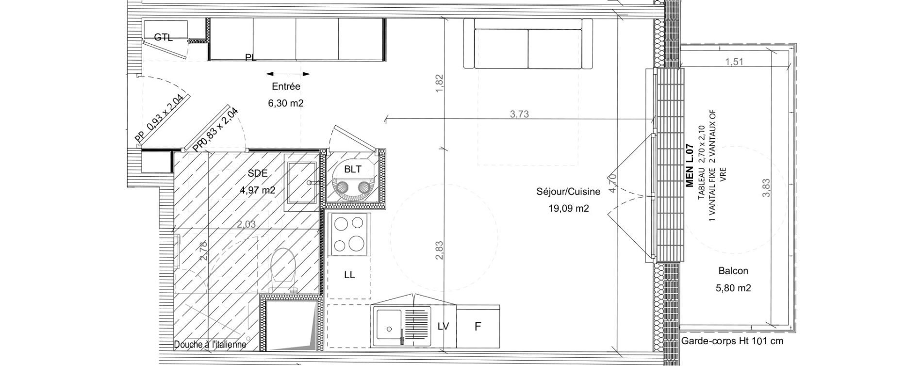 Appartement T1 de 30,36 m2 &agrave; Bretteville-Sur-Odon Centre