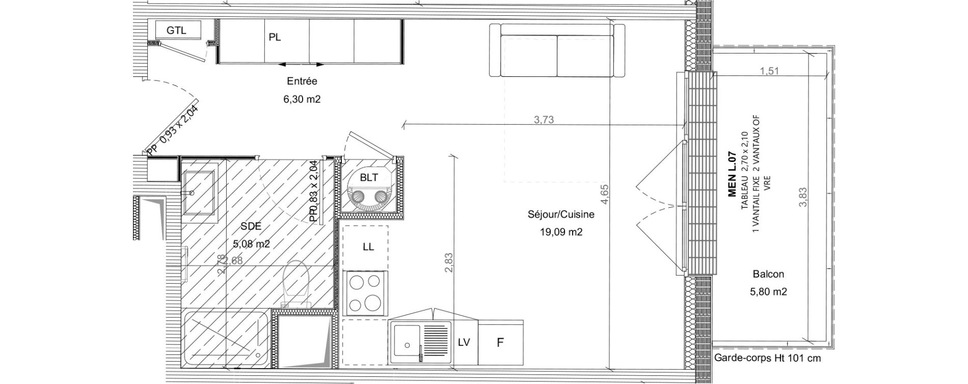 Appartement T1 de 30,47 m2 &agrave; Bretteville-Sur-Odon Centre