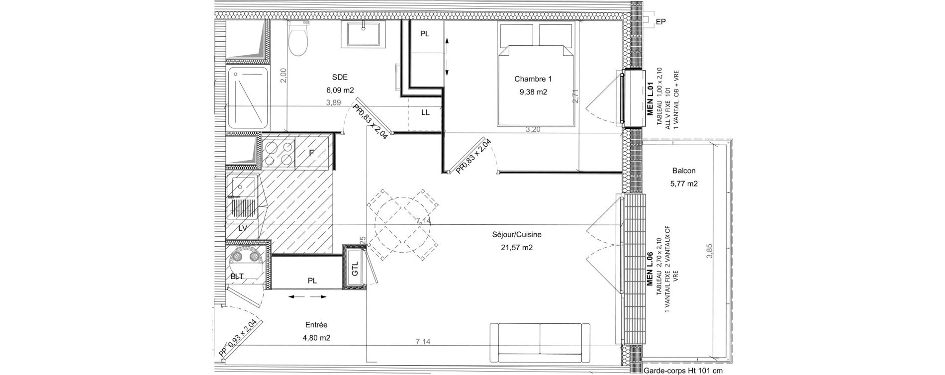 Appartement T2 de 41,84 m2 &agrave; Bretteville-Sur-Odon Centre