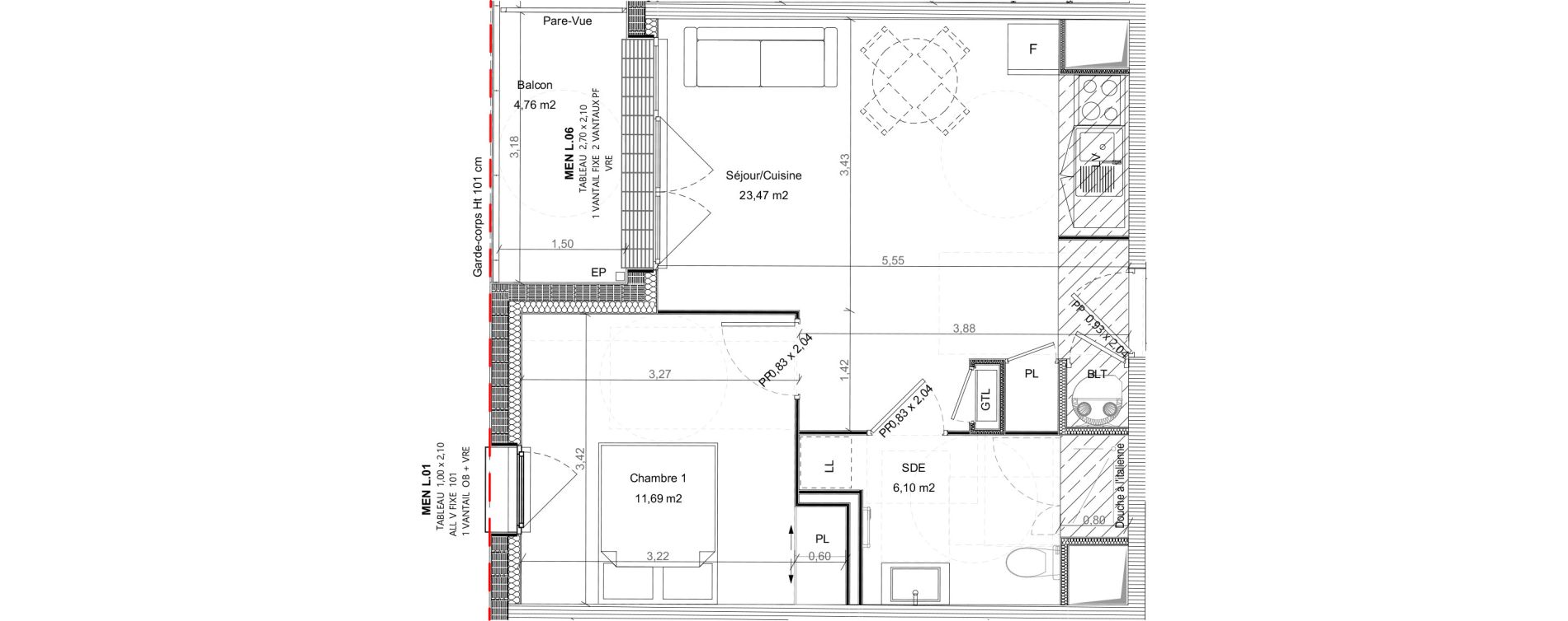 Appartement T2 de 41,26 m2 &agrave; Bretteville-Sur-Odon Centre