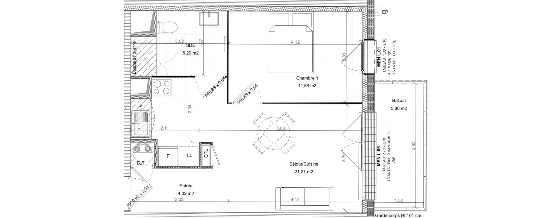 Appartement T2 de 42,16 m2 &agrave; Bretteville-Sur-Odon Centre