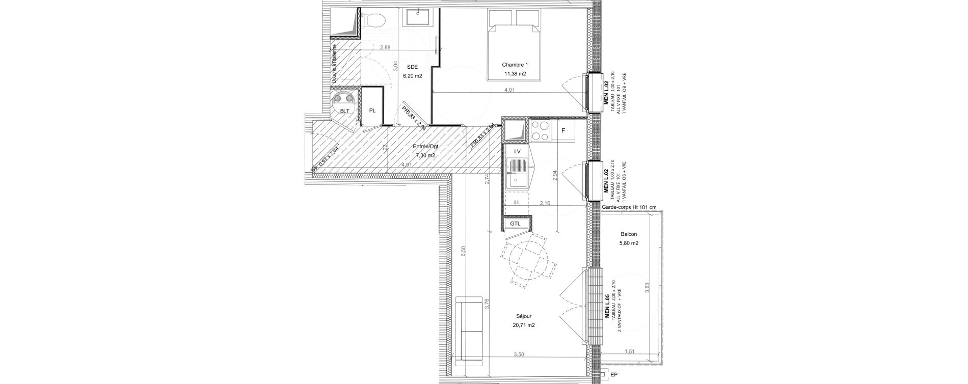 Appartement T2 de 45,59 m2 &agrave; Bretteville-Sur-Odon Centre