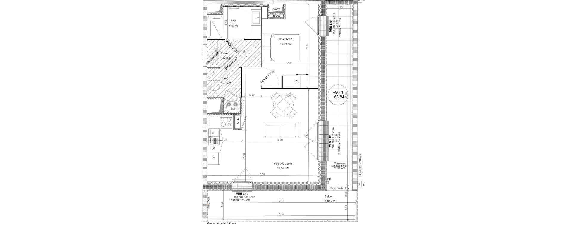 Appartement T2 de 45,52 m2 &agrave; Bretteville-Sur-Odon Centre