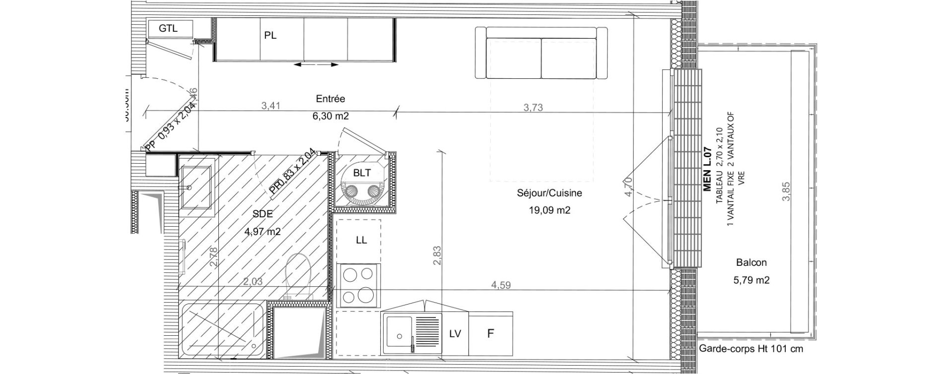 Appartement T1 de 30,36 m2 &agrave; Bretteville-Sur-Odon Centre