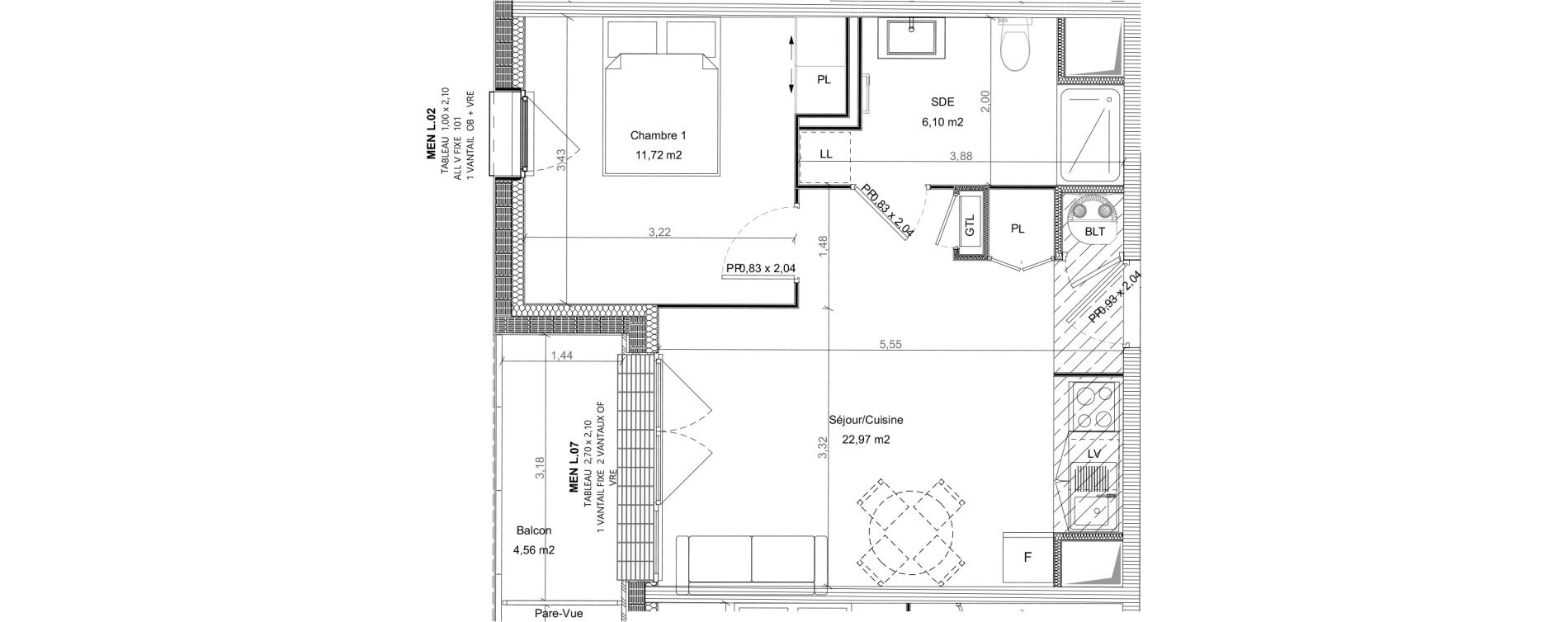 Appartement T2 de 40,79 m2 &agrave; Bretteville-Sur-Odon Centre