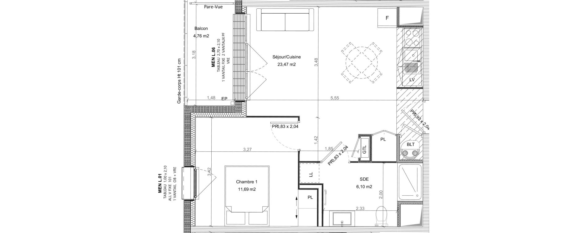 Appartement T2 de 41,26 m2 &agrave; Bretteville-Sur-Odon Centre