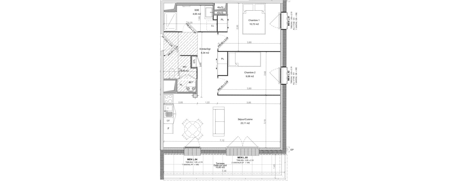 Appartement T3 de 59,39 m2 &agrave; Bretteville-Sur-Odon Centre