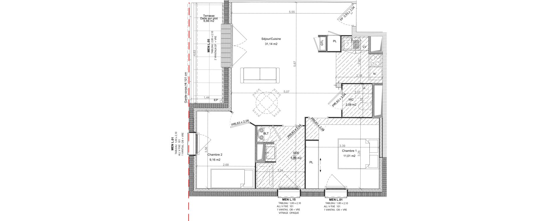 Appartement T3 de 59,38 m2 &agrave; Bretteville-Sur-Odon Centre