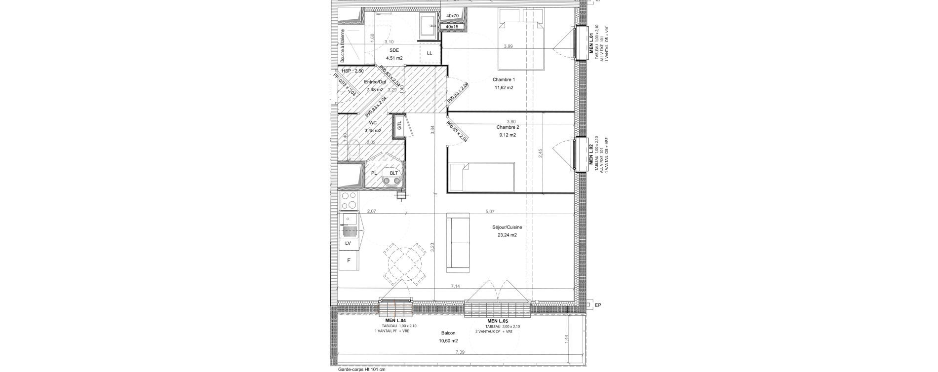 Appartement T3 de 59,42 m2 &agrave; Bretteville-Sur-Odon Centre