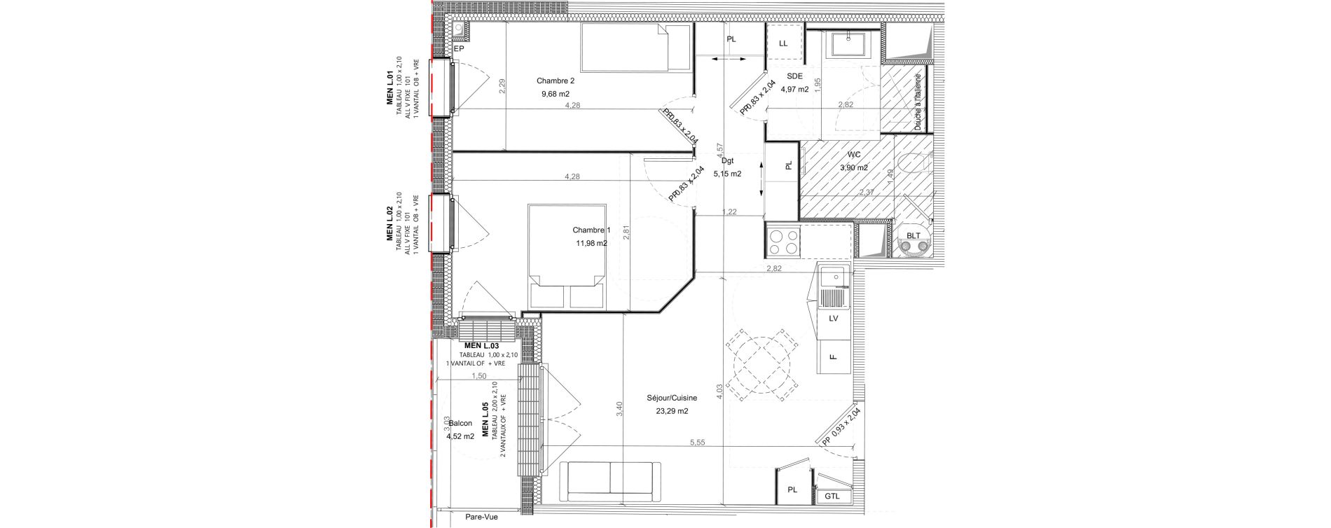 Appartement T3 de 58,97 m2 &agrave; Bretteville-Sur-Odon Centre