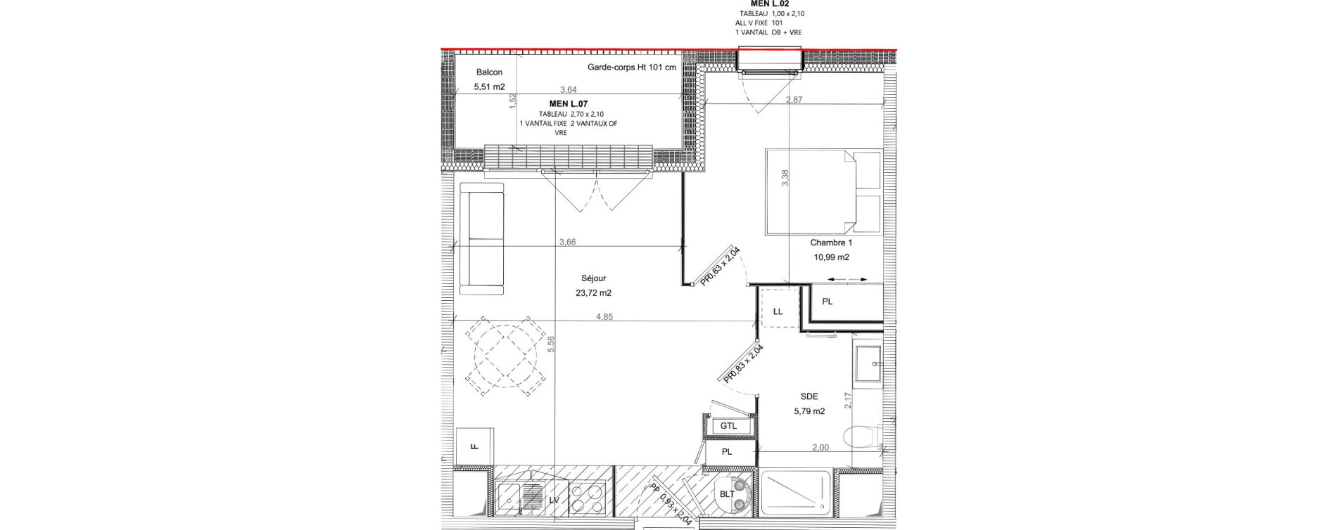 Appartement T2 de 40,50 m2 &agrave; Bretteville-Sur-Odon Centre