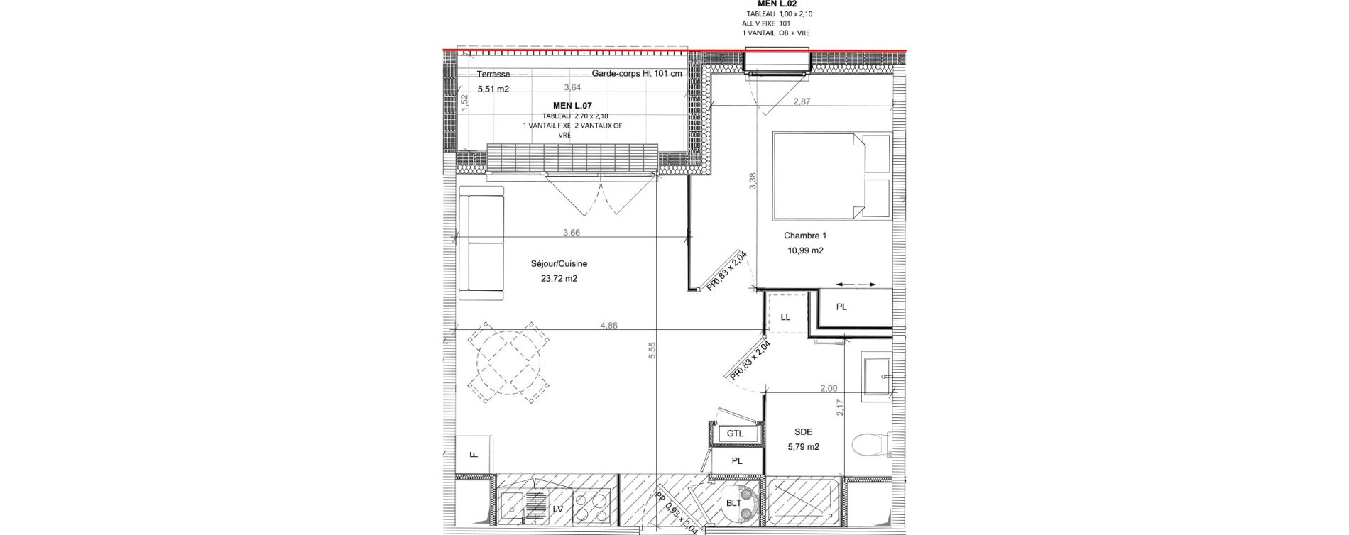 Appartement T2 de 40,50 m2 &agrave; Bretteville-Sur-Odon Centre