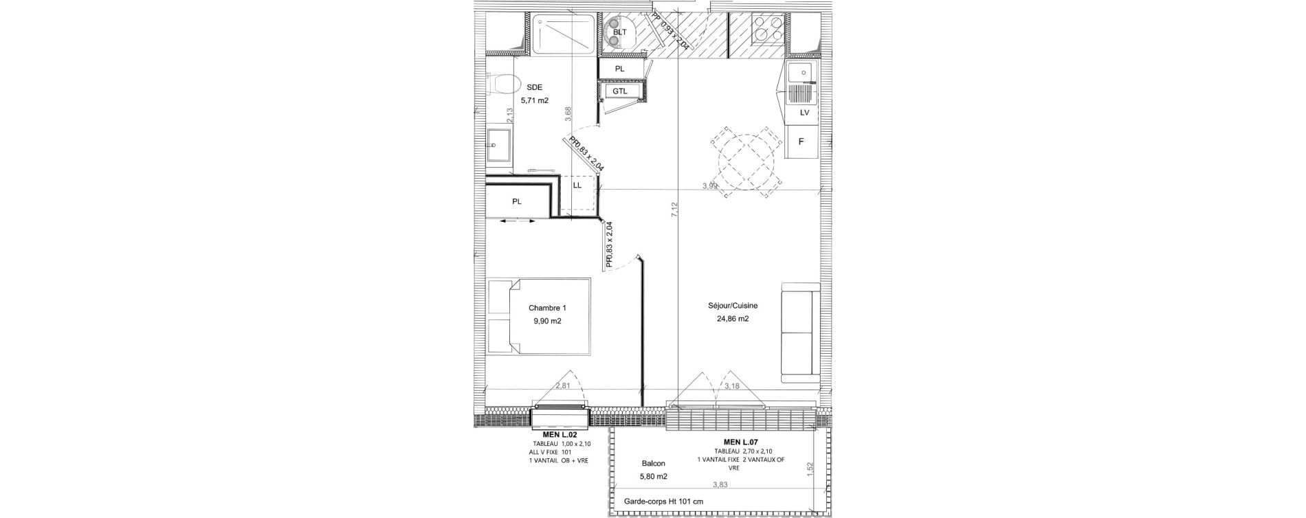 Appartement T2 de 40,47 m2 &agrave; Bretteville-Sur-Odon Centre