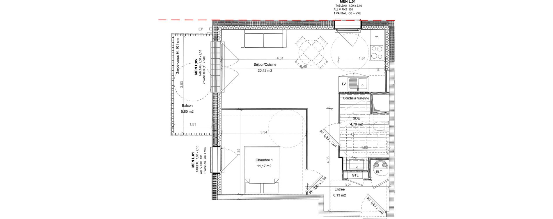 Appartement T2 de 42,51 m2 &agrave; Bretteville-Sur-Odon Centre