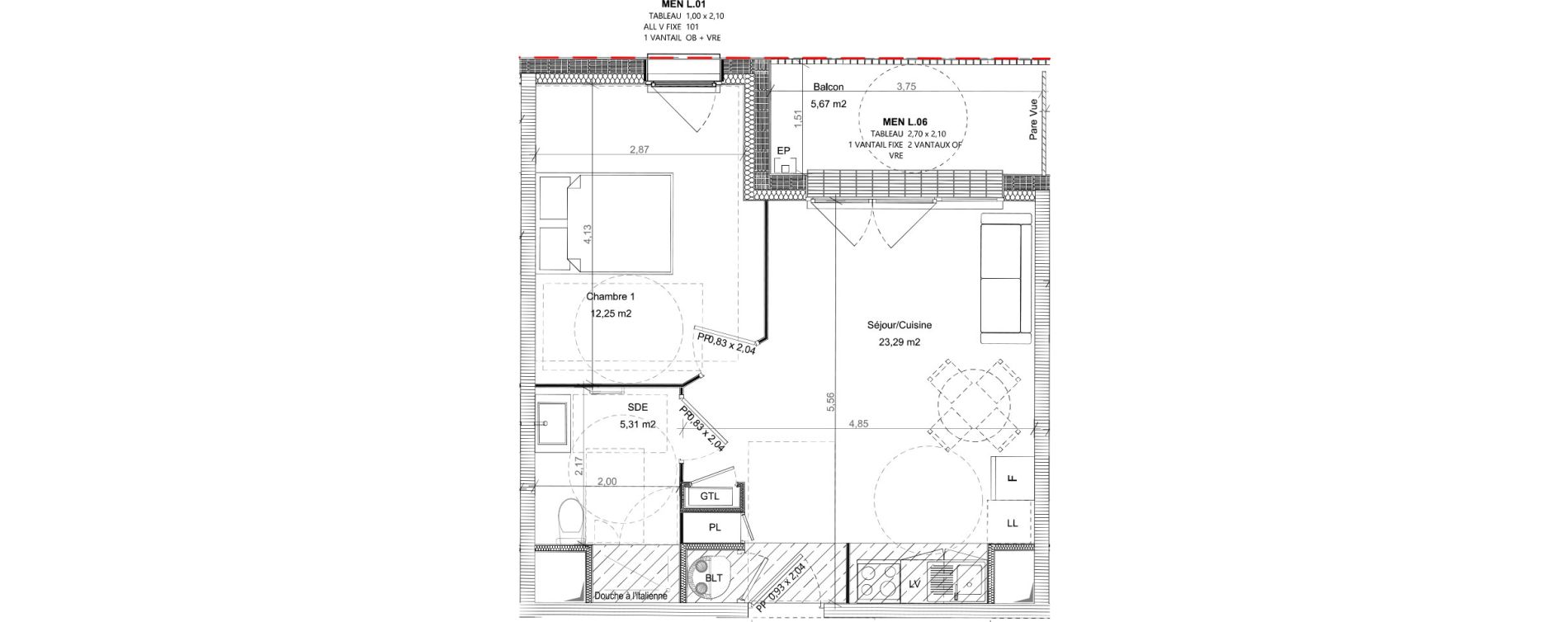 Appartement T2 de 40,85 m2 &agrave; Bretteville-Sur-Odon Centre