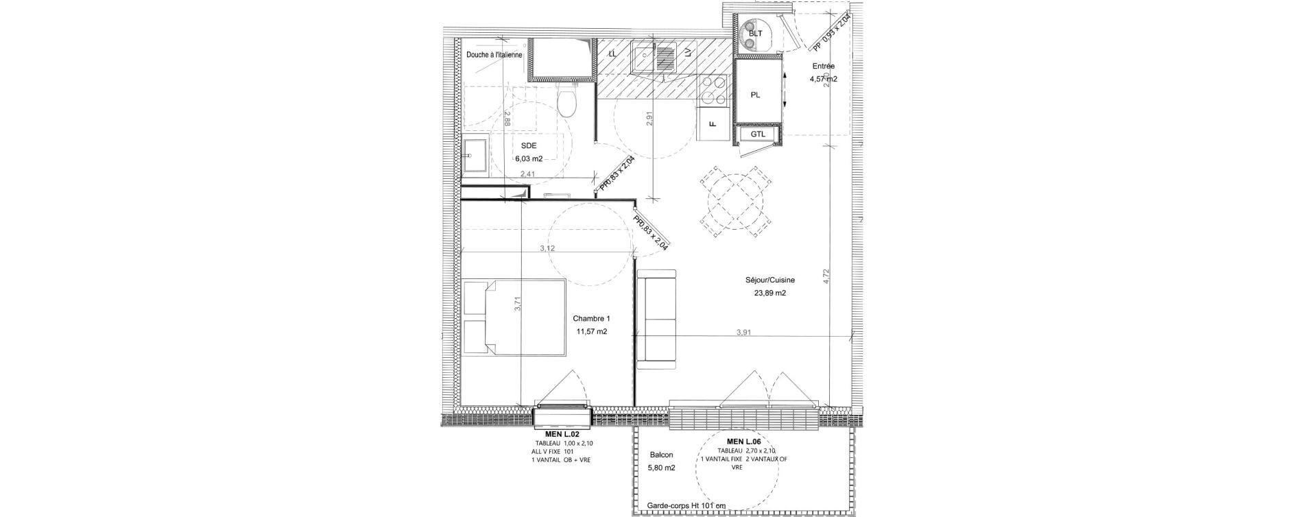 Appartement T2 de 46,06 m2 &agrave; Bretteville-Sur-Odon Centre