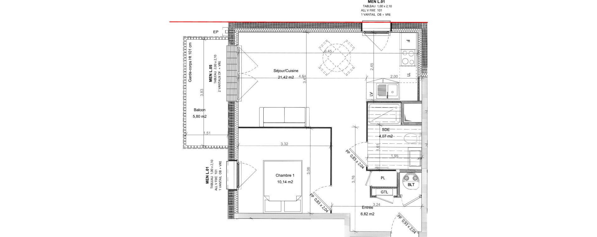 Appartement T2 de 42,45 m2 &agrave; Bretteville-Sur-Odon Centre