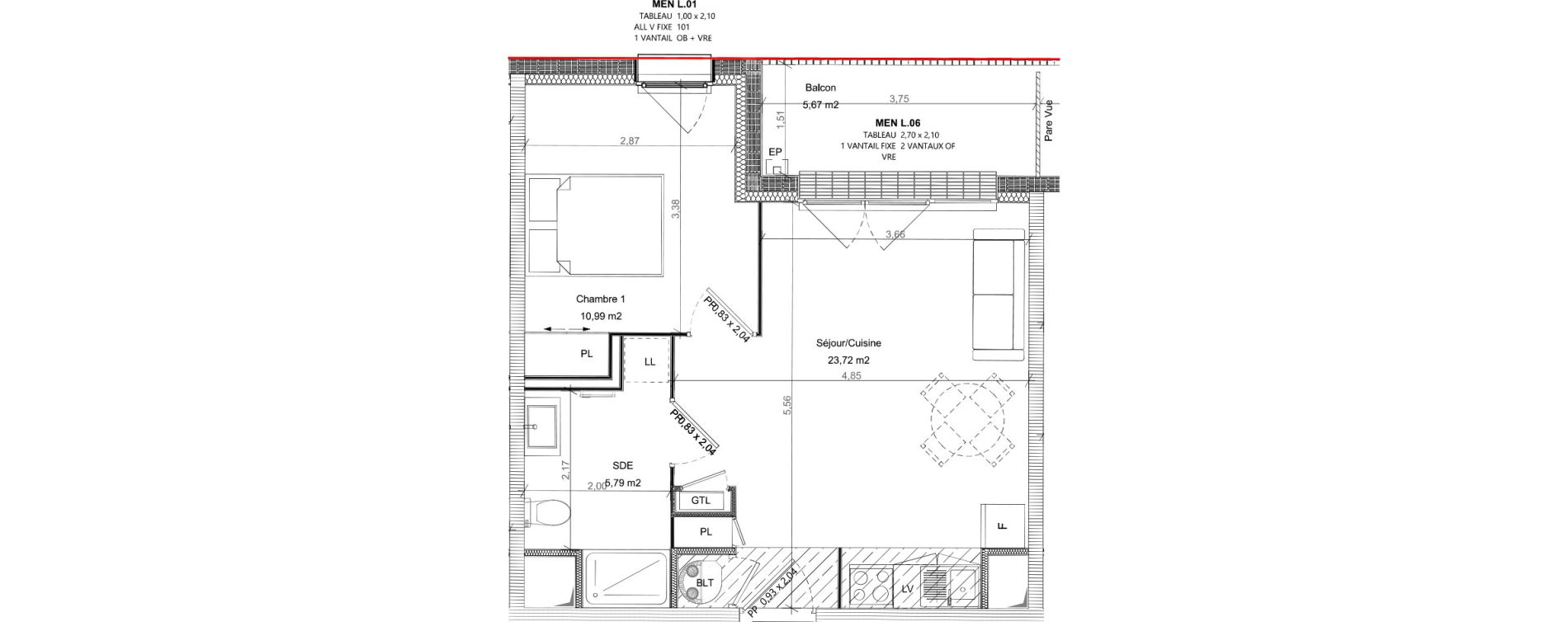 Appartement T2 de 40,50 m2 &agrave; Bretteville-Sur-Odon Centre