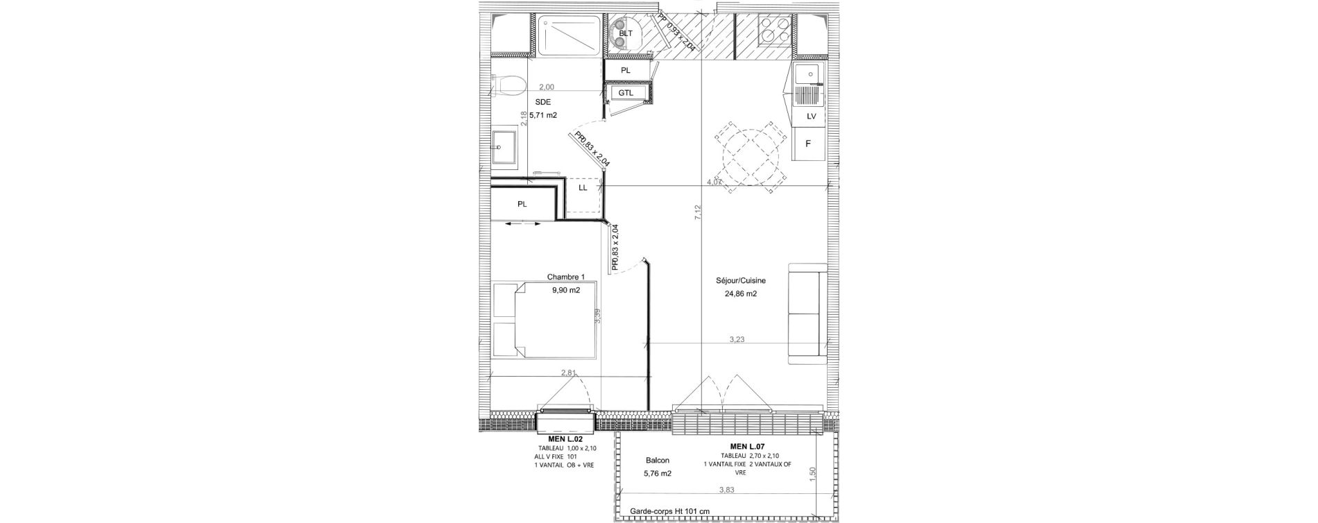 Appartement T2 de 40,47 m2 &agrave; Bretteville-Sur-Odon Centre