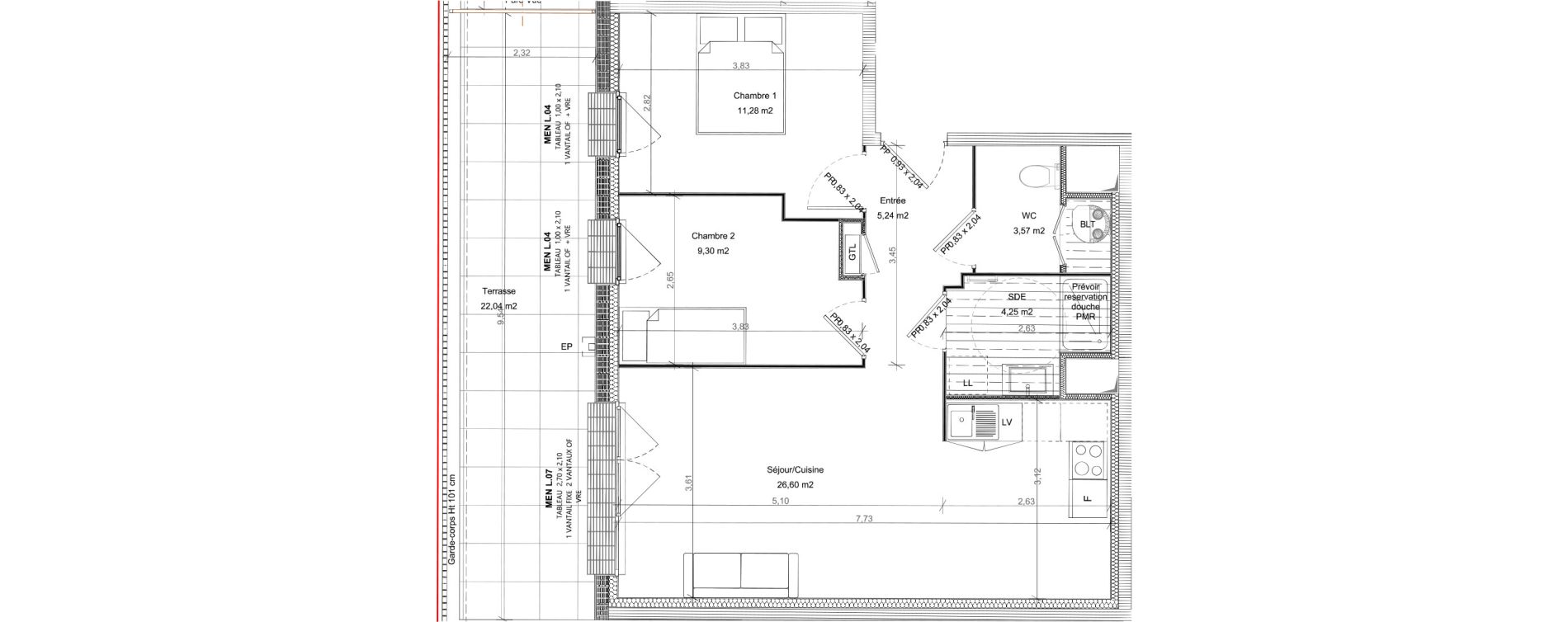 Appartement T3 de 60,24 m2 &agrave; Bretteville-Sur-Odon Centre