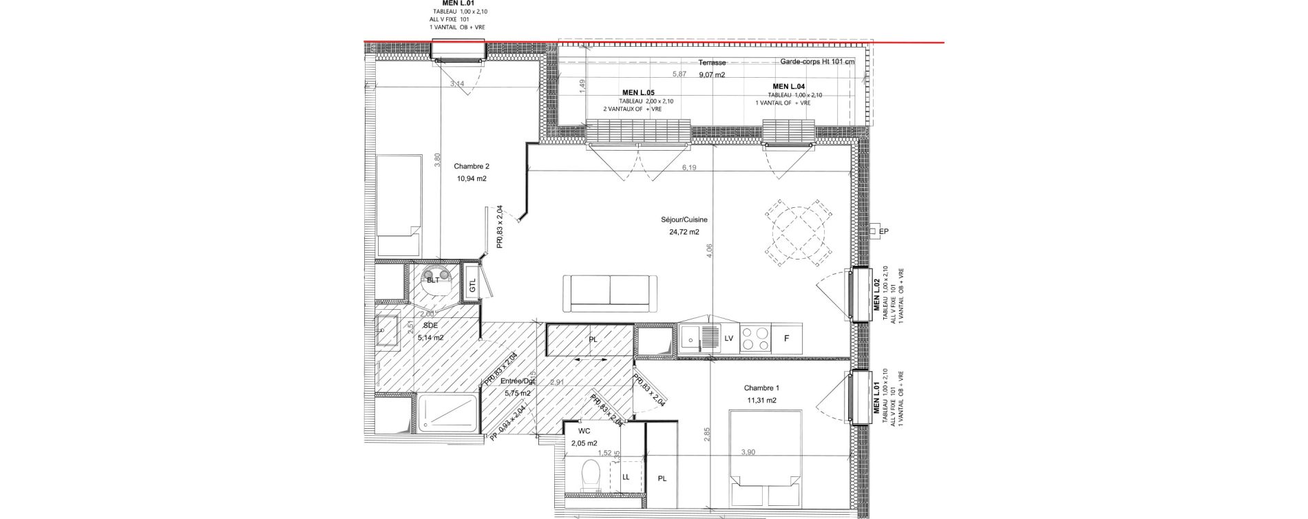 Appartement T3 de 59,91 m2 &agrave; Bretteville-Sur-Odon Centre