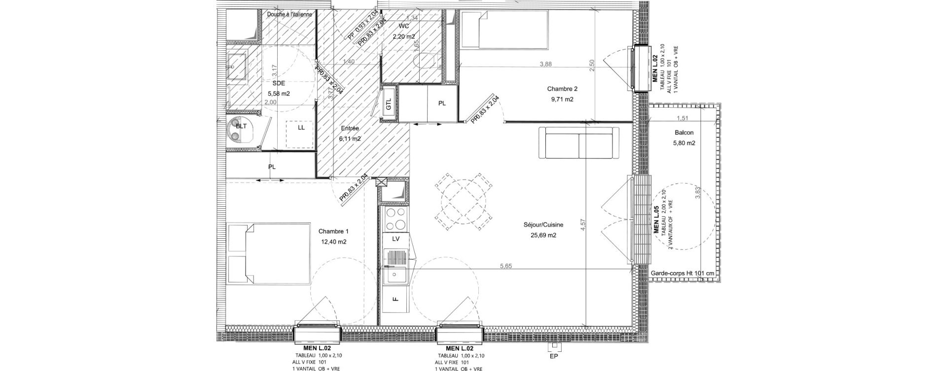 Appartement T3 de 61,69 m2 &agrave; Bretteville-Sur-Odon Centre