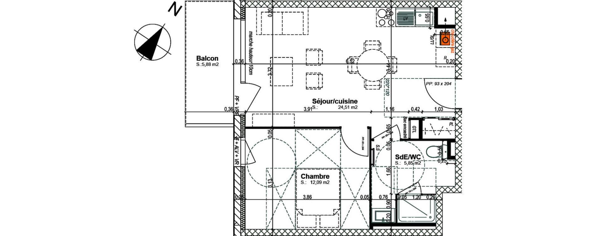 Appartement T2 de 42,45 m2 &agrave; Bretteville-Sur-Odon Centre