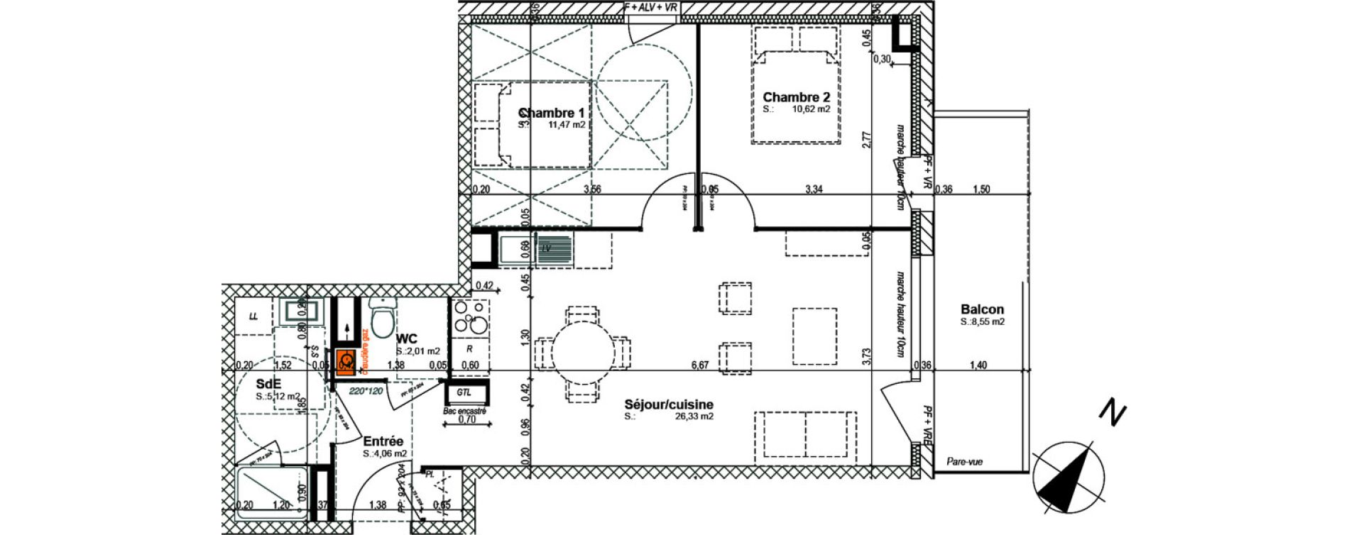 Appartement T3 de 59,61 m2 &agrave; Bretteville-Sur-Odon Centre