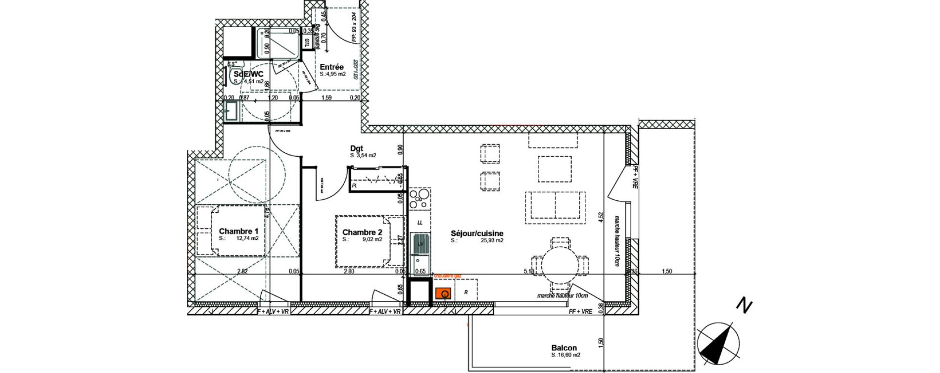 Appartement T3 de 60,69 m2 &agrave; Bretteville-Sur-Odon Centre