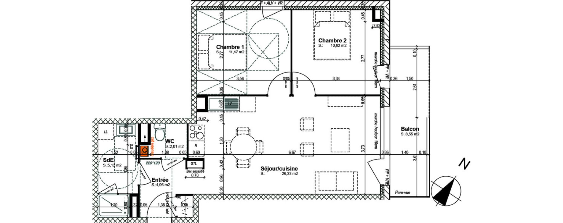 Appartement T3 de 59,61 m2 &agrave; Bretteville-Sur-Odon Centre