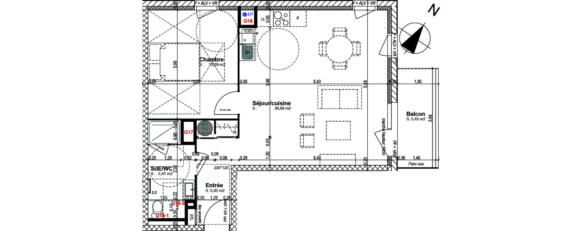 Appartement T2 de 54,30 m2 &agrave; Bretteville-Sur-Odon Centre