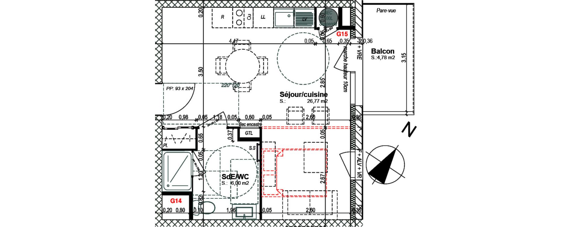 Appartement T1 bis de 32,77 m2 &agrave; Bretteville-Sur-Odon Centre