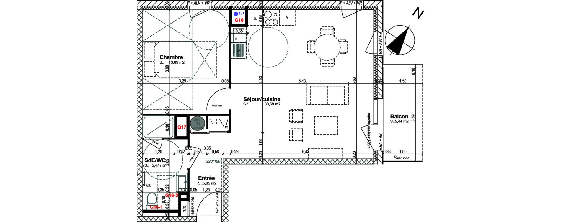 Appartement T2 de 54,30 m2 &agrave; Bretteville-Sur-Odon Centre