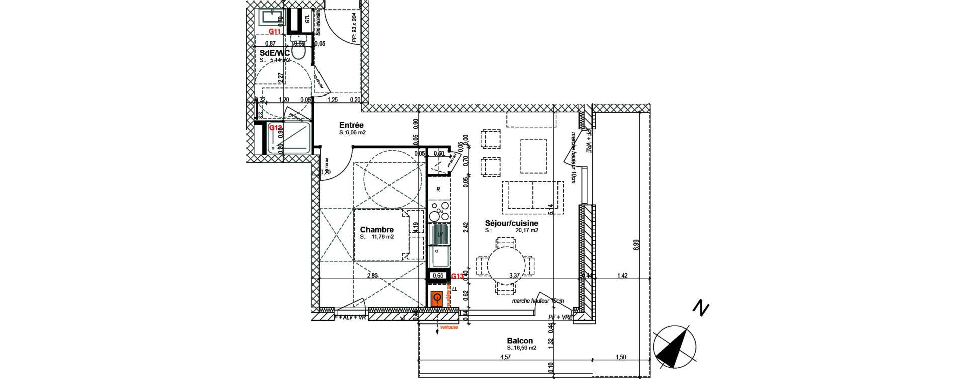 Appartement T2 de 43,13 m2 &agrave; Bretteville-Sur-Odon Centre