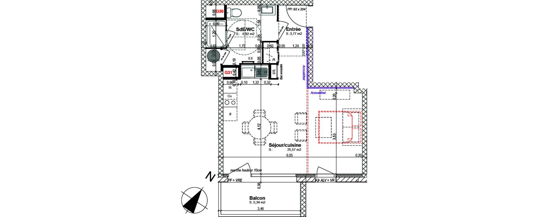 Appartement T1 bis de 36,26 m2 &agrave; Bretteville-Sur-Odon Centre
