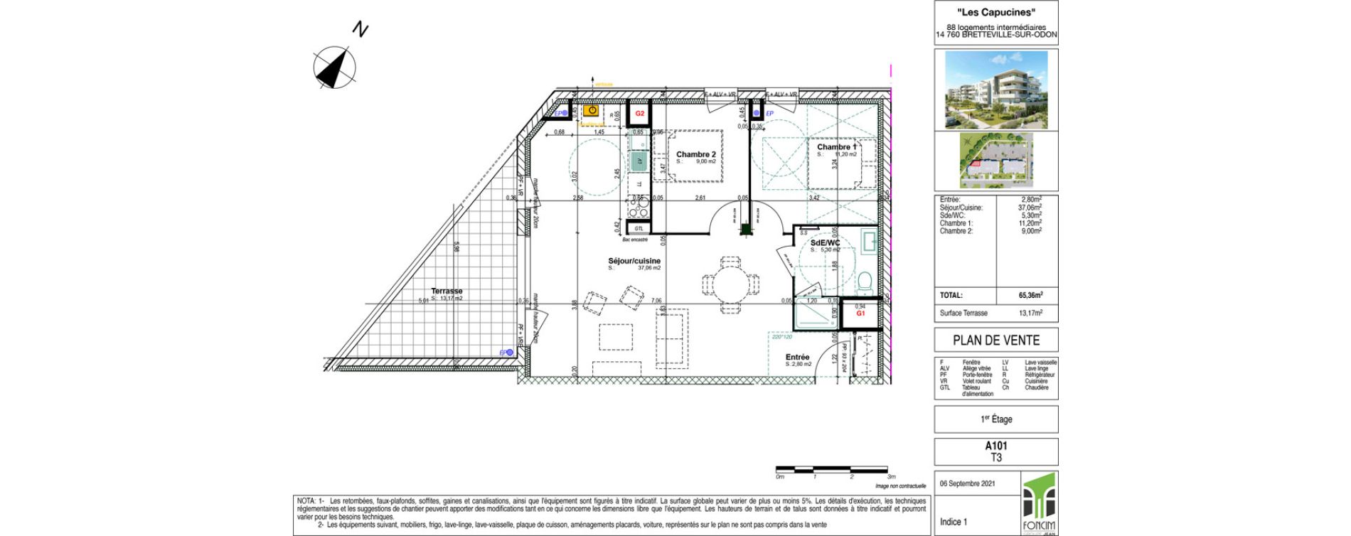 Appartement T3 de 65,36 m2 &agrave; Bretteville-Sur-Odon Centre
