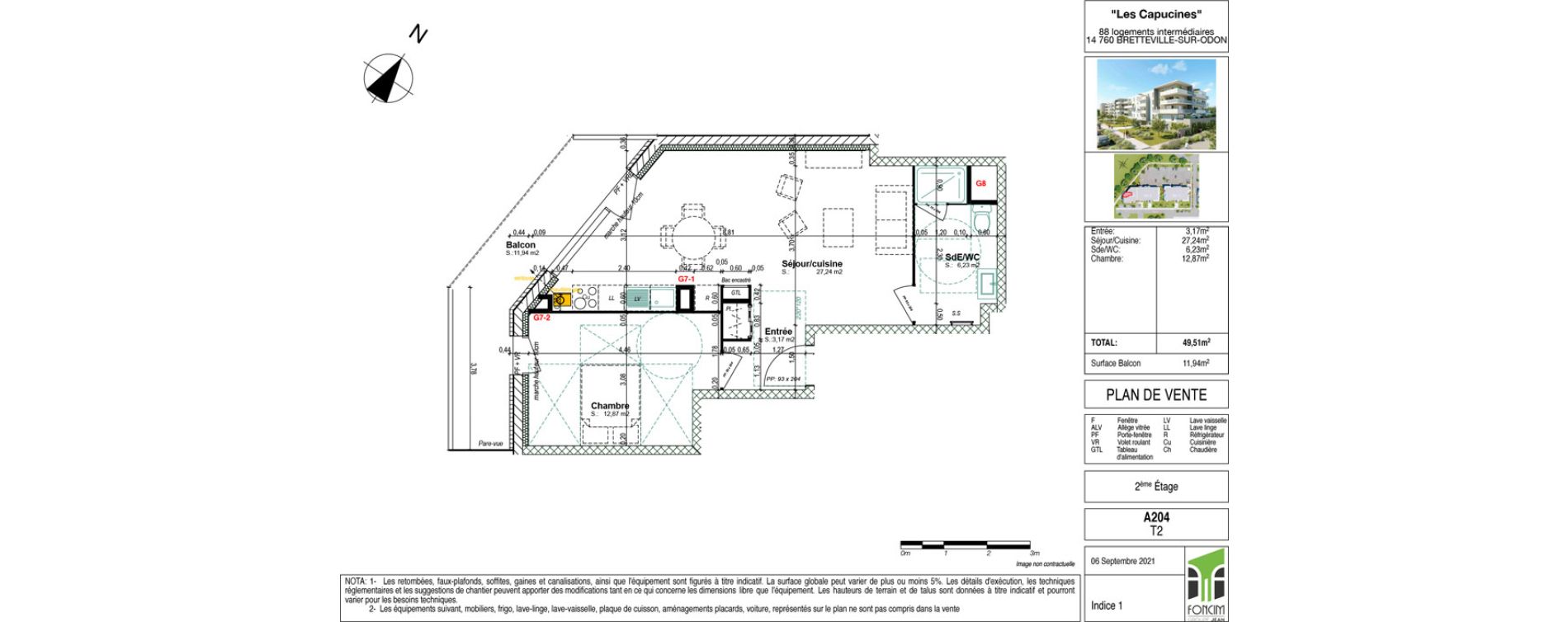 Appartement T2 de 49,51 m2 &agrave; Bretteville-Sur-Odon Centre