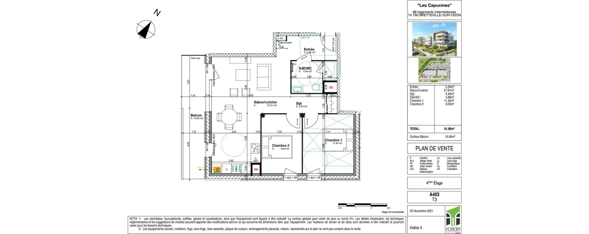 Appartement T3 de 61,96 m2 &agrave; Bretteville-Sur-Odon Centre