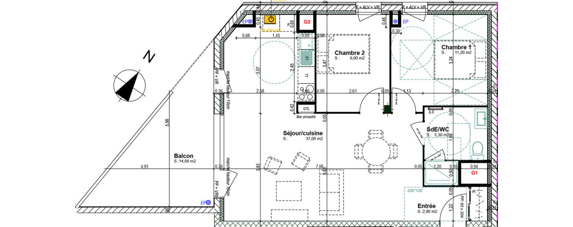Appartement T3 de 65,36 m2 &agrave; Bretteville-Sur-Odon Centre