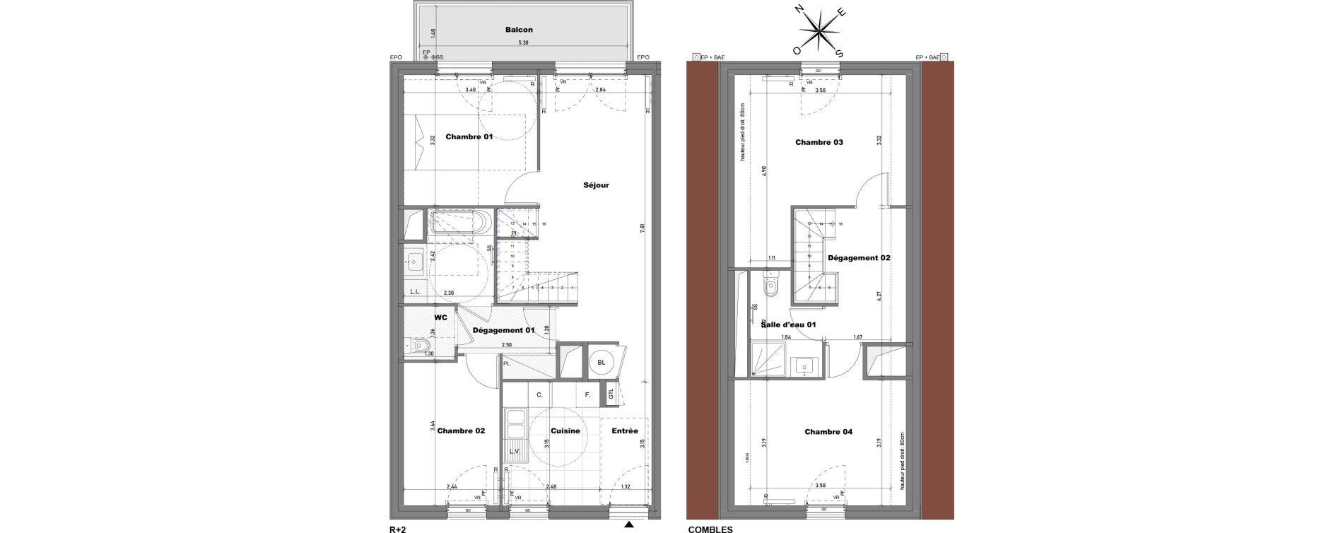 Duplex T5 de 98,61 m2 &agrave; Cabourg Divette